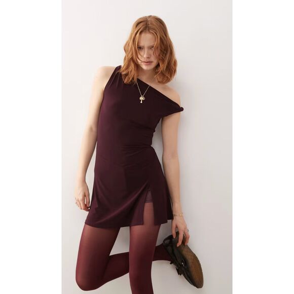 ASOS Reclaimed Vintage Slinky Skort Dress in Dark Plum NWT - Picture 1 of 10